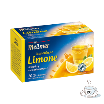 Meßmer Italienische Limone, Früchtetee, Teebeutel im Kuvert, 2. Entnahmefach/displaytauglich, 50g